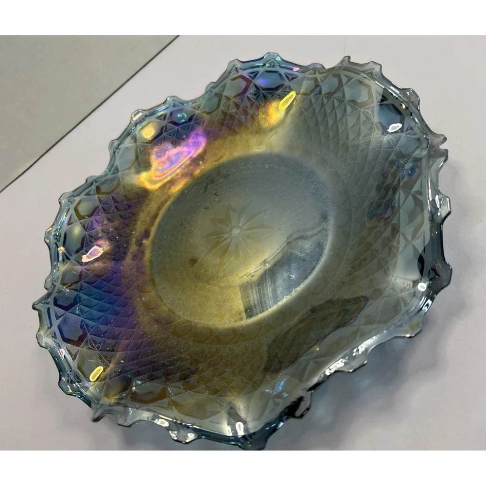 Vintage Blue/Purple Iridescent Carnival Glass 10